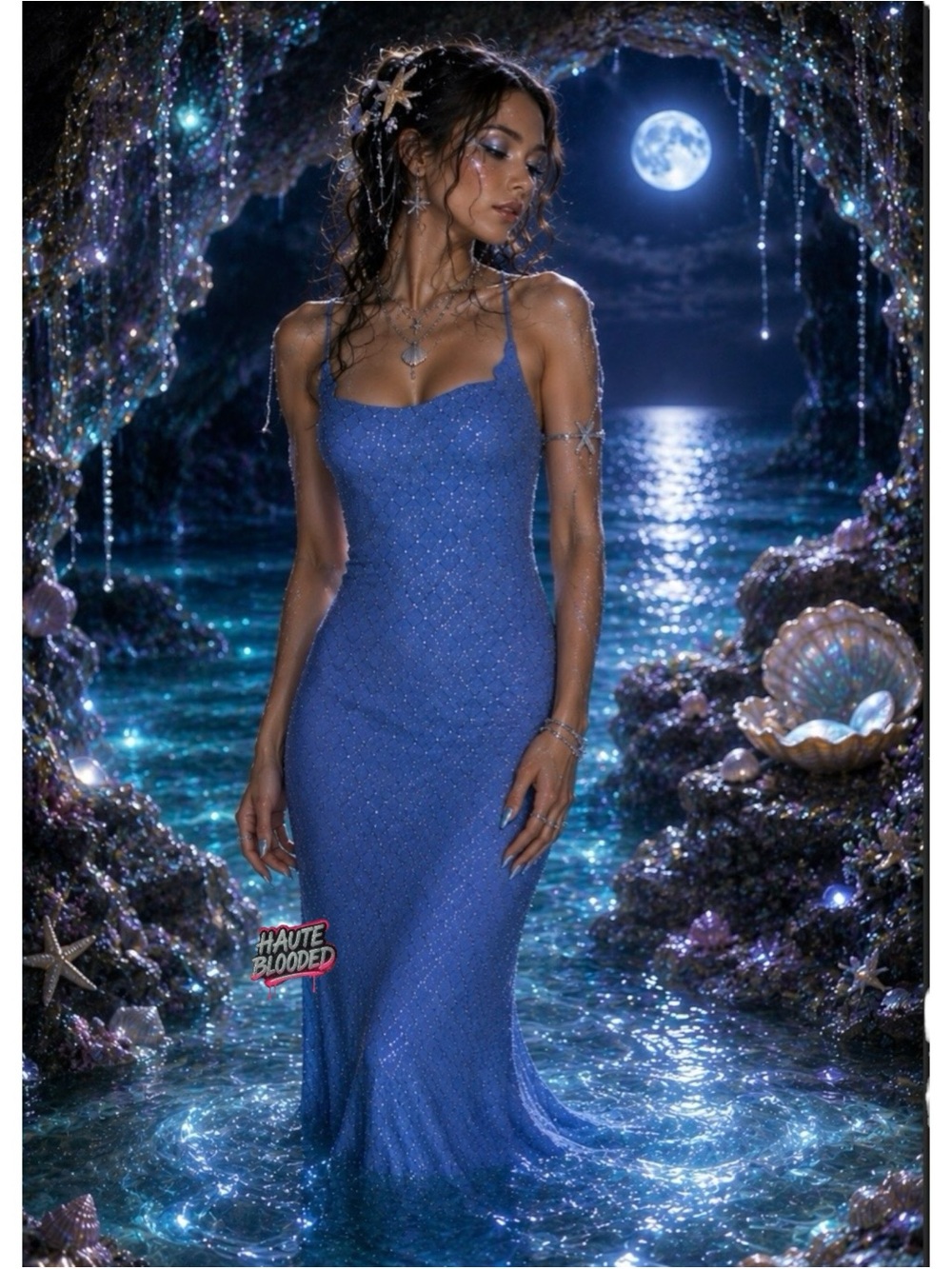 City Triangles Dress Vintage 90's Blue Glitter Fairy Mermaid Ice Princess y2k